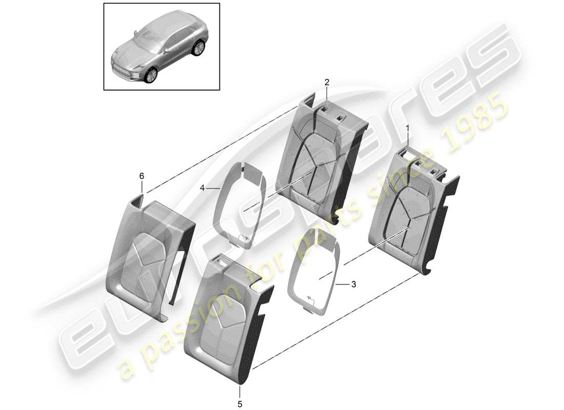 porsche 2020 (macan) foam part part diagram