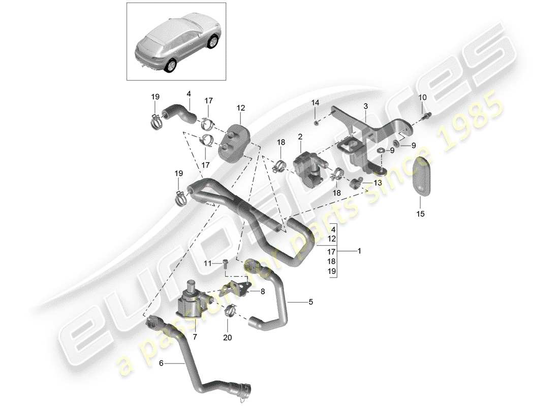 porsche 2018 (macan) heating, air cond. system parts diagram