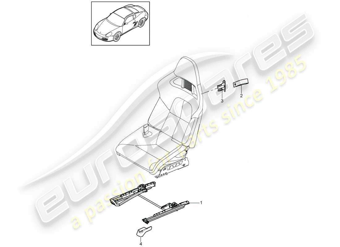porsche cayman 987 (2010) seat parts diagram