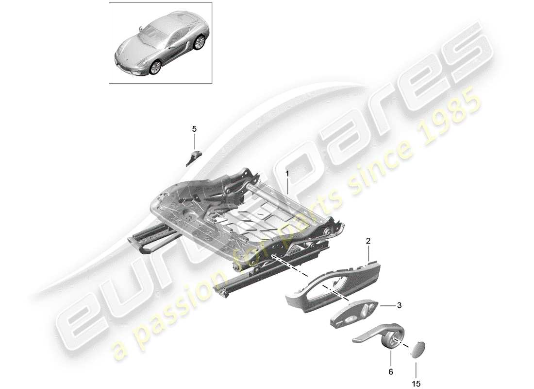 porsche 2016 (981 cayman) seat frame part diagram