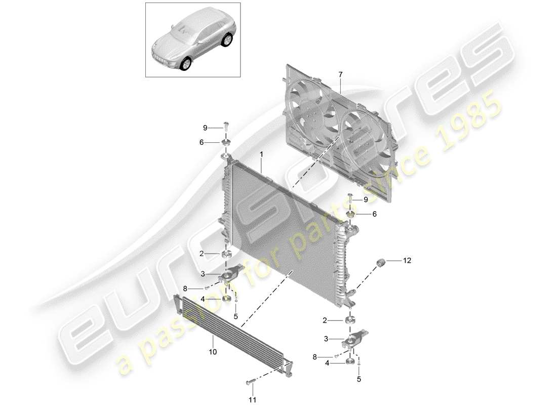 porsche 2017 (macan) water cooling parts diagram