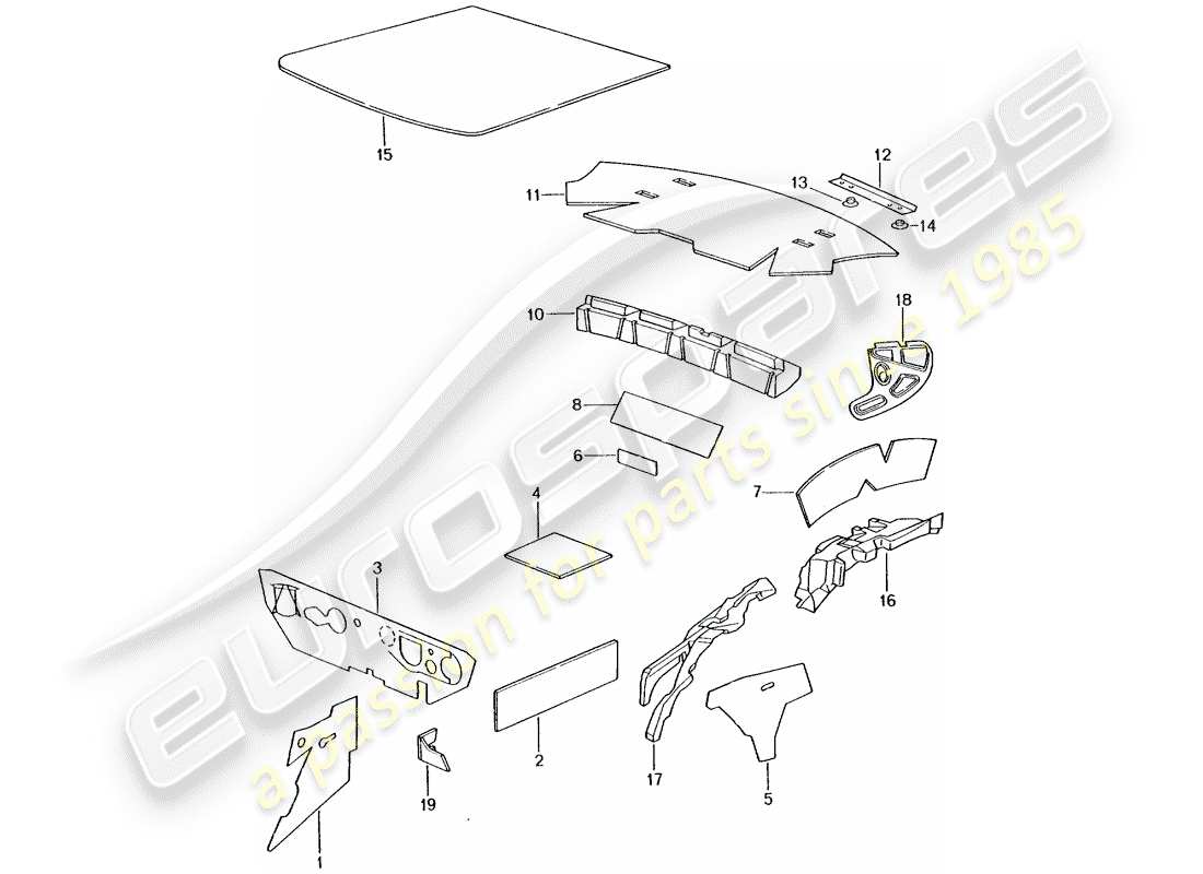 porsche 2004 (996 turbo / gt2) body shell - sound absorbers part diagram