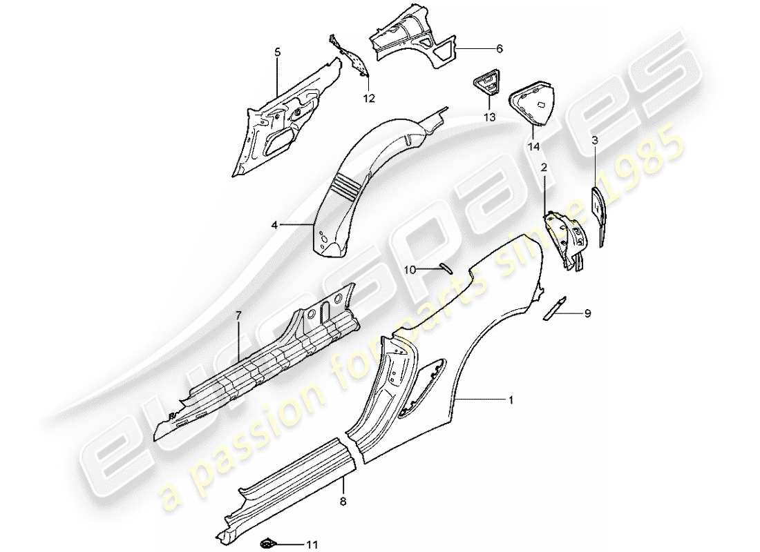 porsche 2007 (987 boxster) side panel part diagram