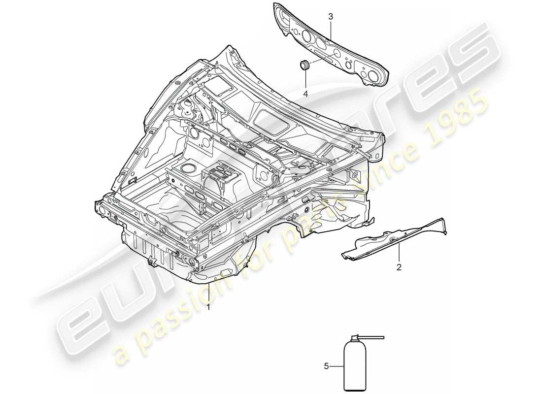 porsche 2007 (987 boxster) front end part diagram