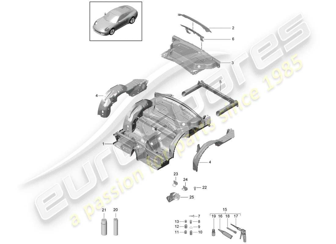 porsche 2012 (991-1) rear end part diagram