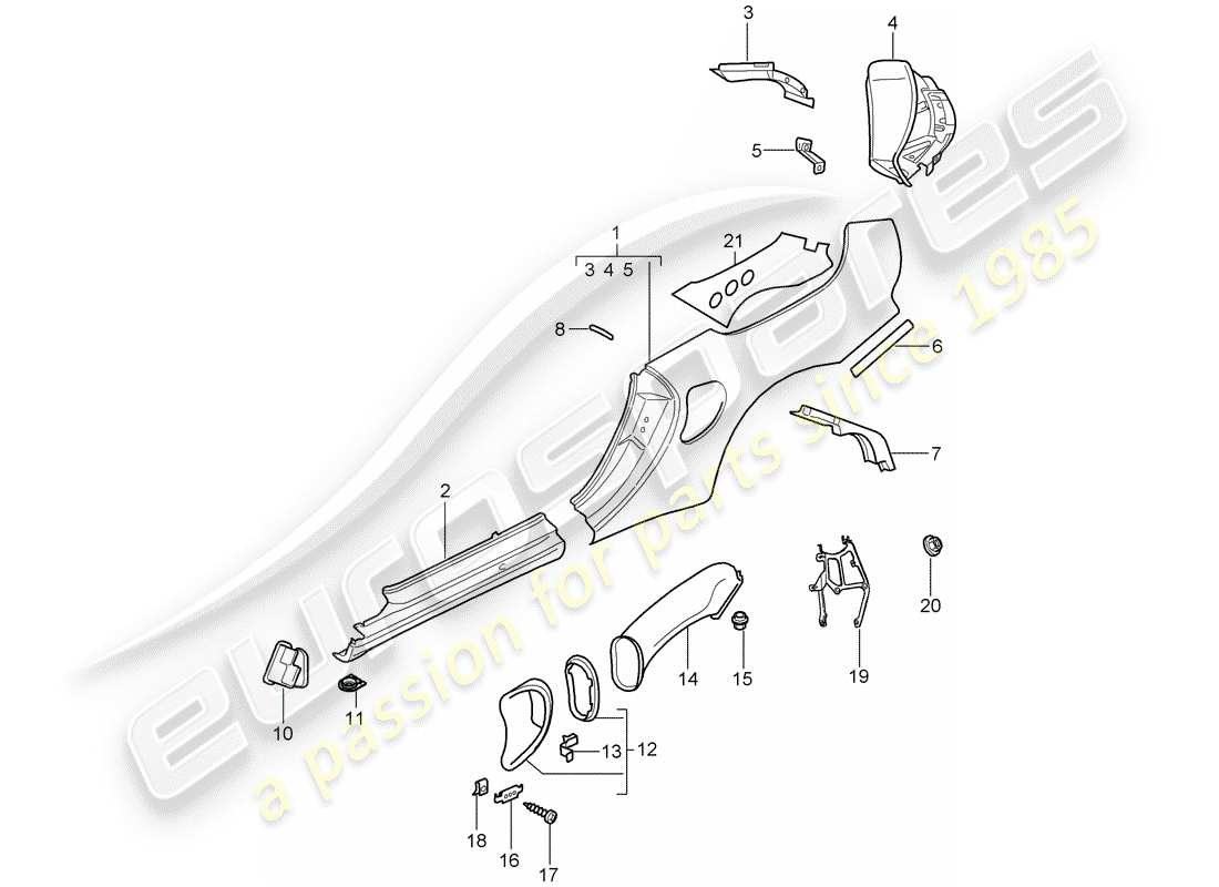 porsche 2004 (996 turbo / gt2) side panel - d - mj 2004>> part diagram