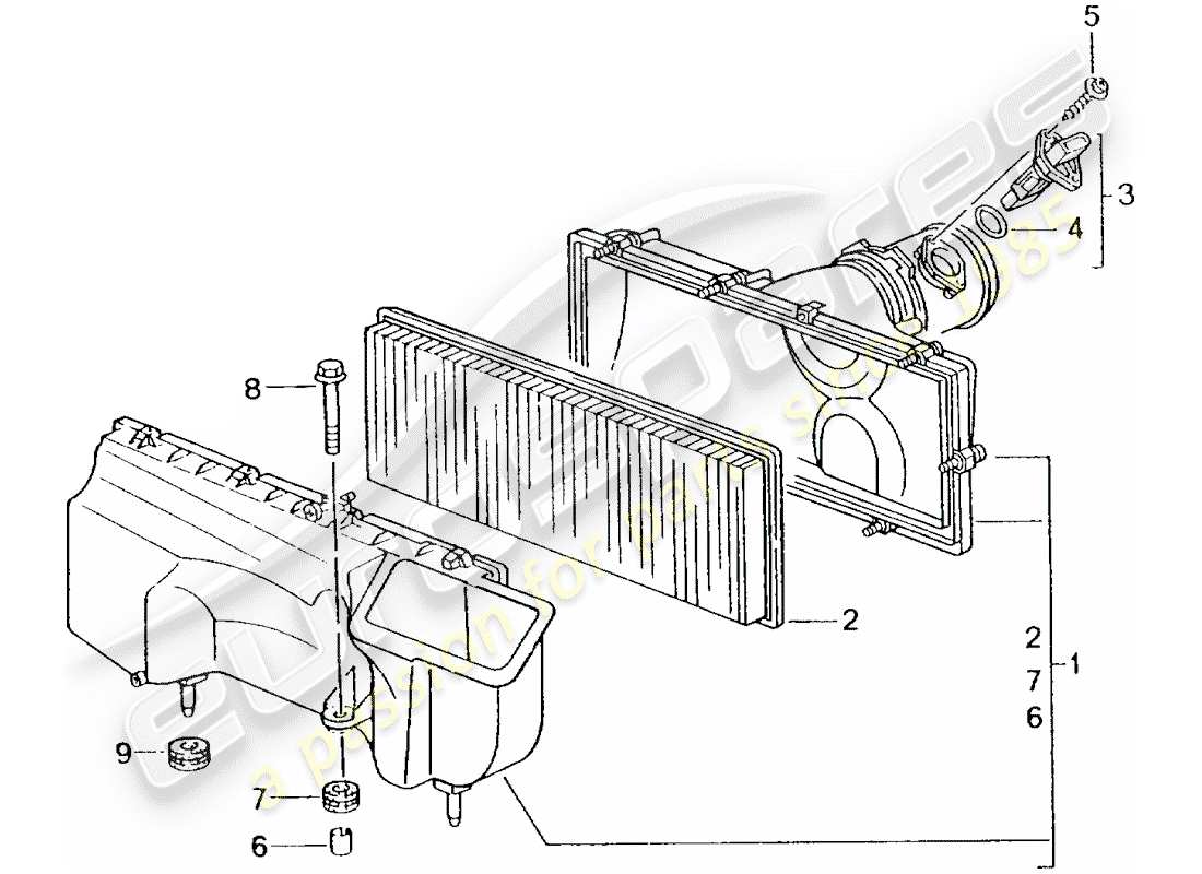 porsche 2004 (996 turbo / gt2) air cleaner part diagram