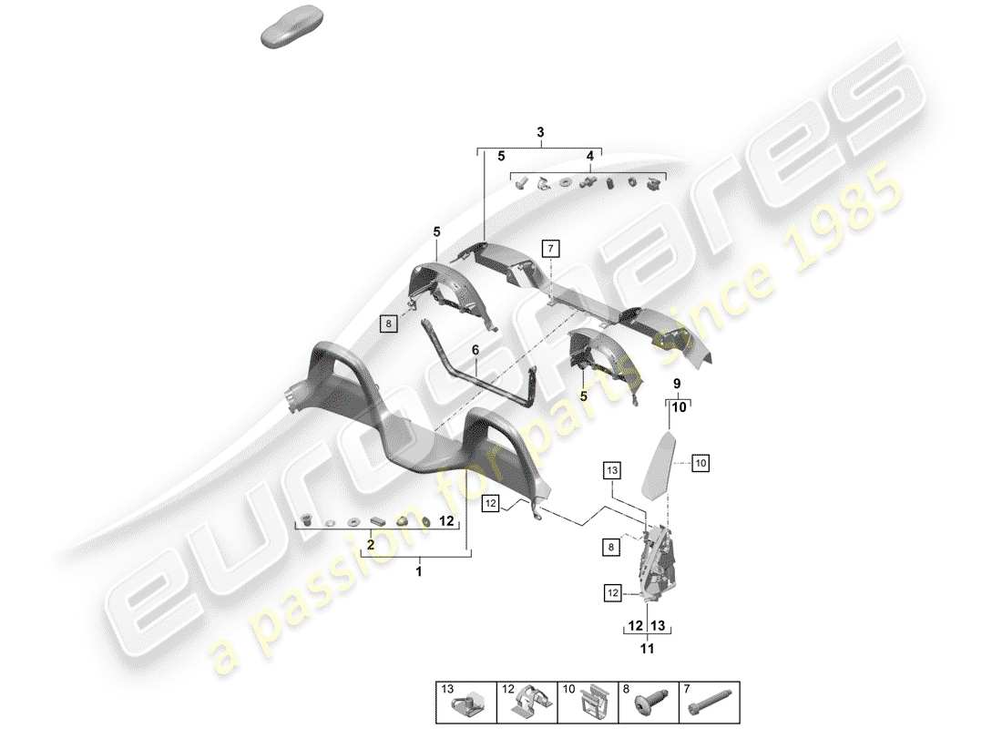 porsche 2020 (718 boxster spyder) trims part diagram