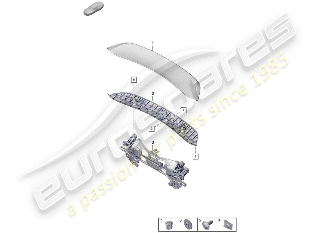 porsche 2020 (718 boxster spyder) rear spoiler part diagram