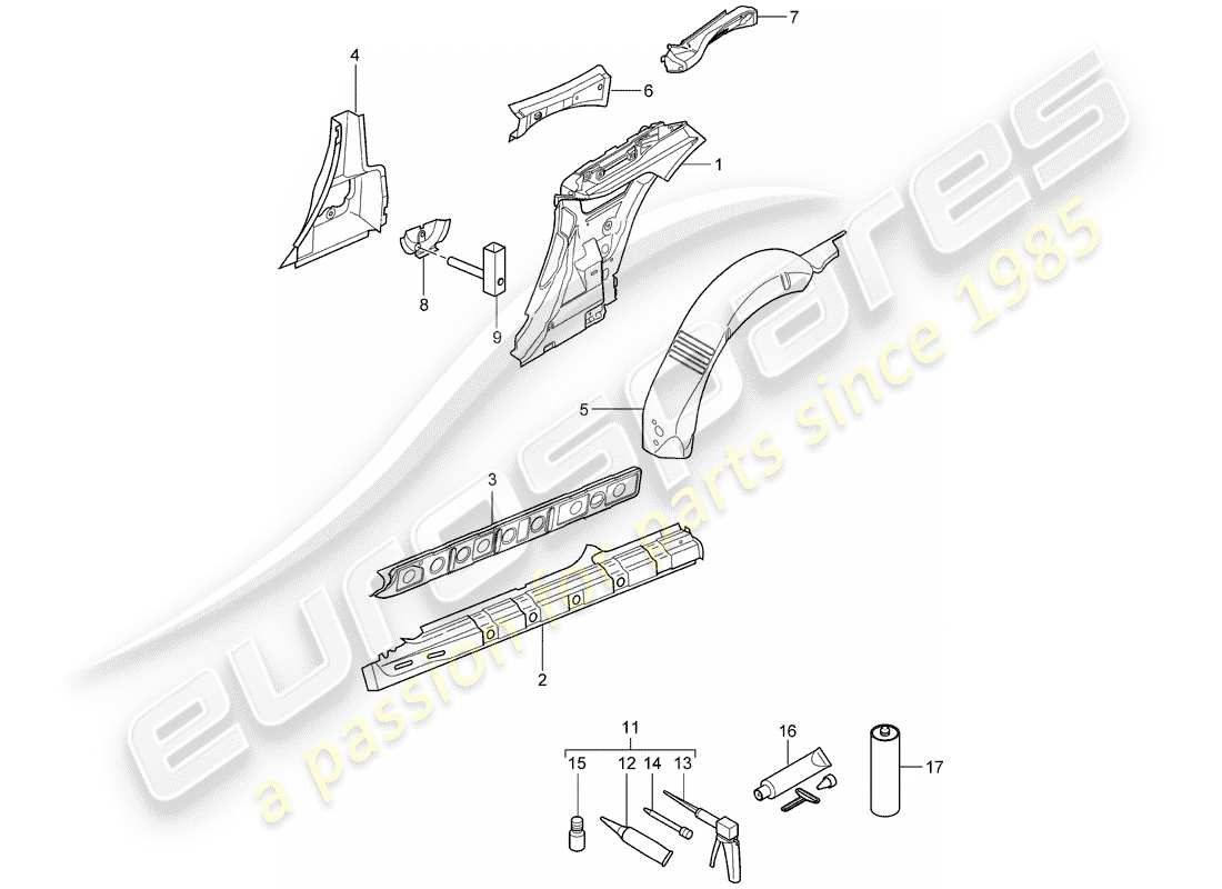 porsche 2012 (997-2) side panel part diagram