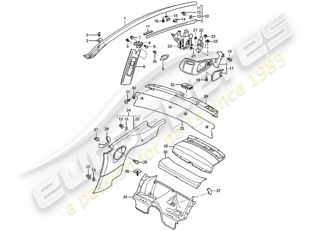 porsche 2006 (997-1) trims part diagram