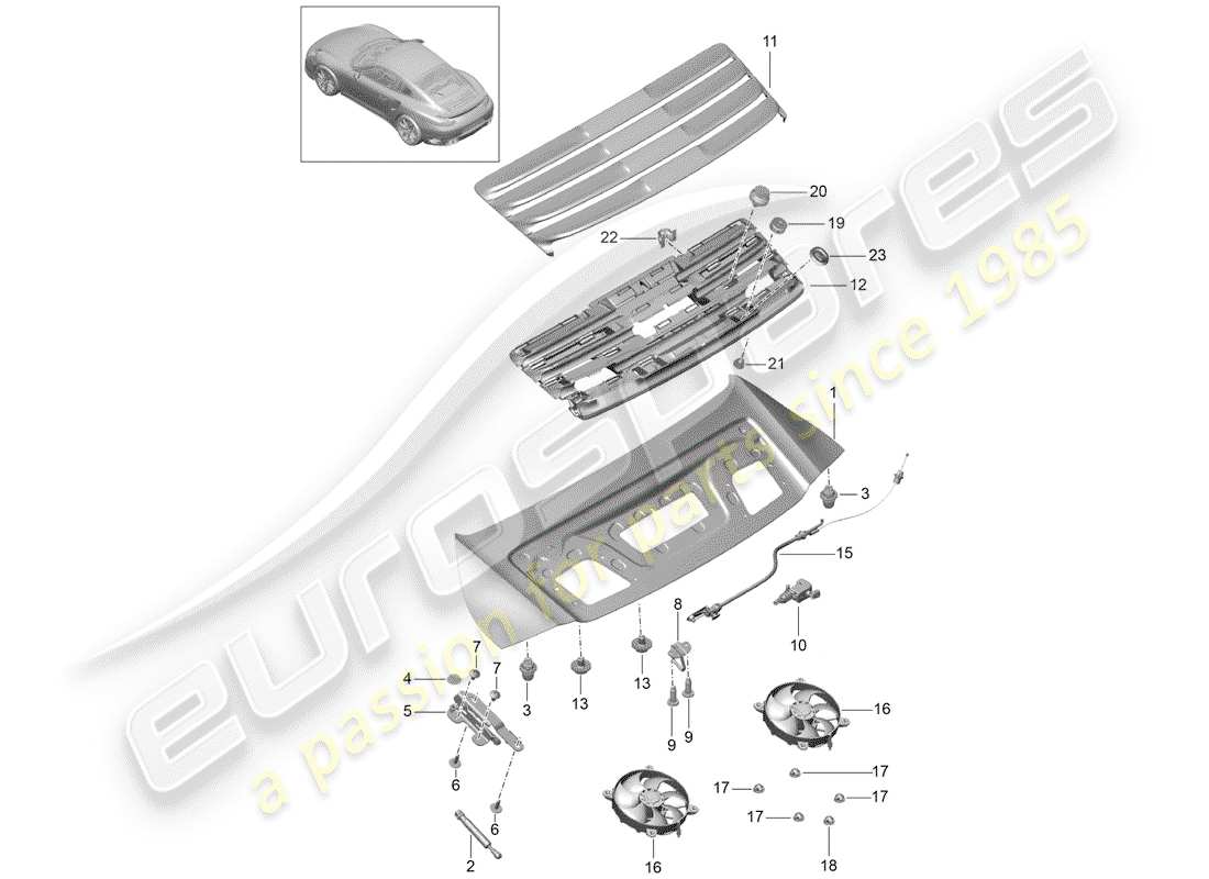 porsche 991 turbo (2016) cover part diagram