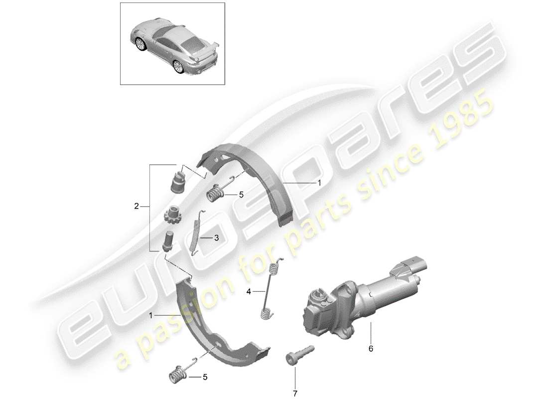 porsche 2015 (991-1 turbo) parking brake part diagram