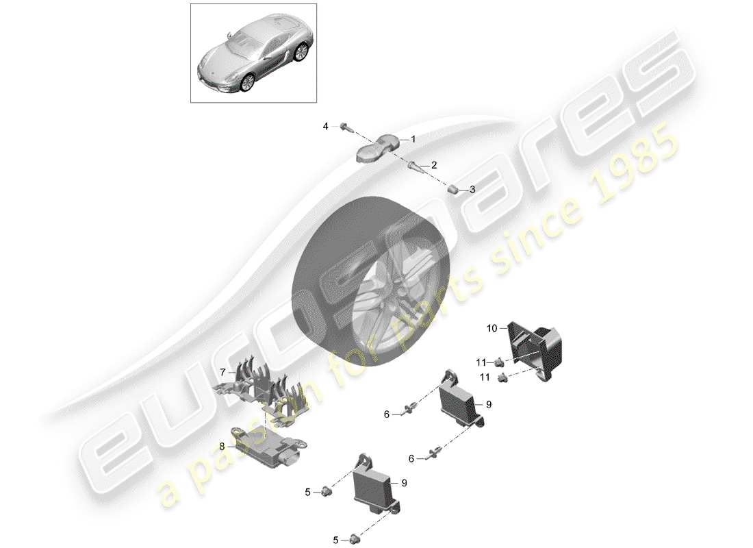 porsche 2016 (981 cayman) tire pressure control system part diagram