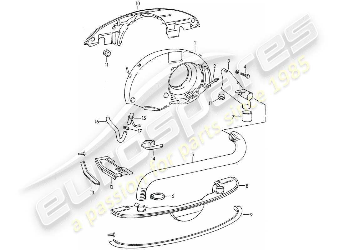 porsche 1963 (356b/356c) air cooling - heater - new design part diagram