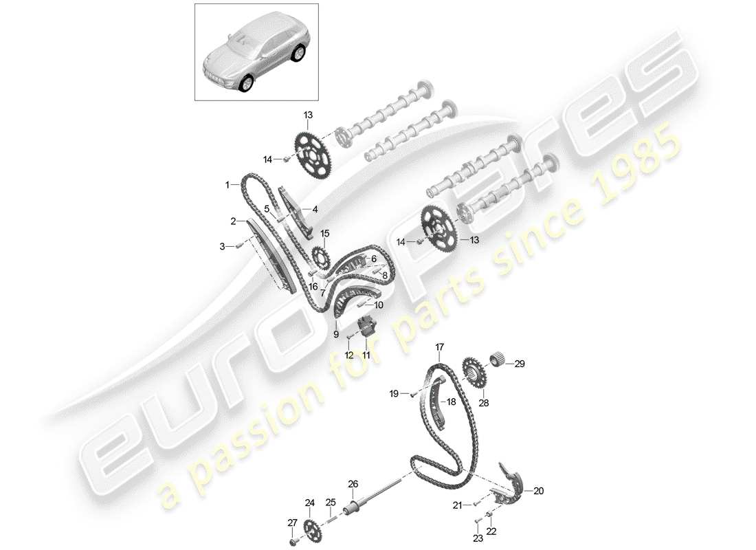 porsche 2018 (macan) timing chain parts diagram