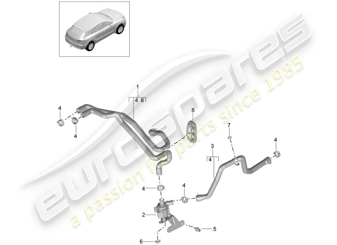 porsche 2018 (macan) heater hose parts diagram