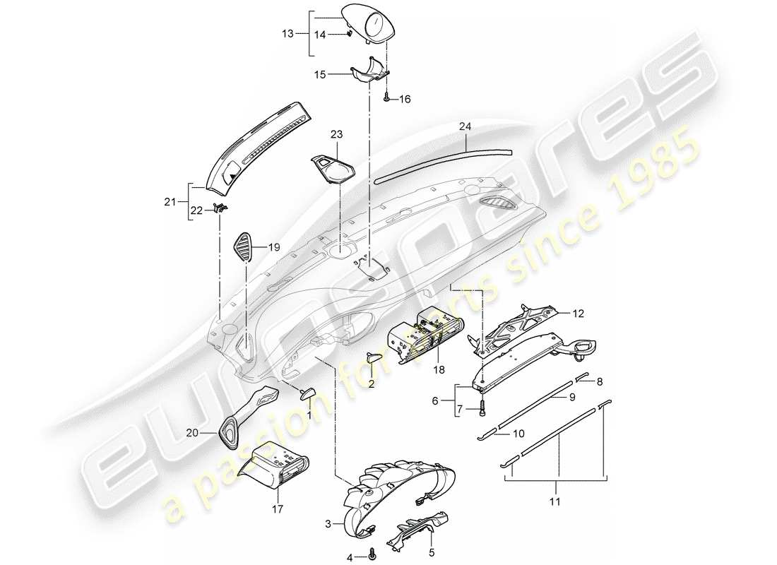 porsche 997 gen. 2 (2011) accessories parts diagram