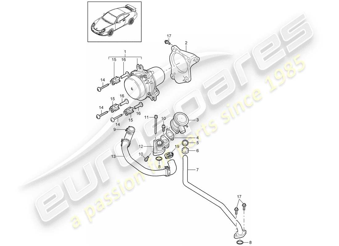 porsche 2008 (997-1 gt3) air injection part diagram