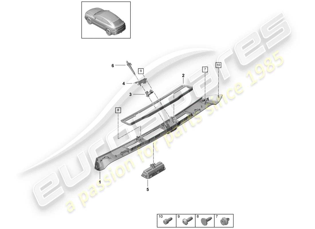 porsche 2020 (cayenne e3 9ya/9yb) rear trunk lid part diagram
