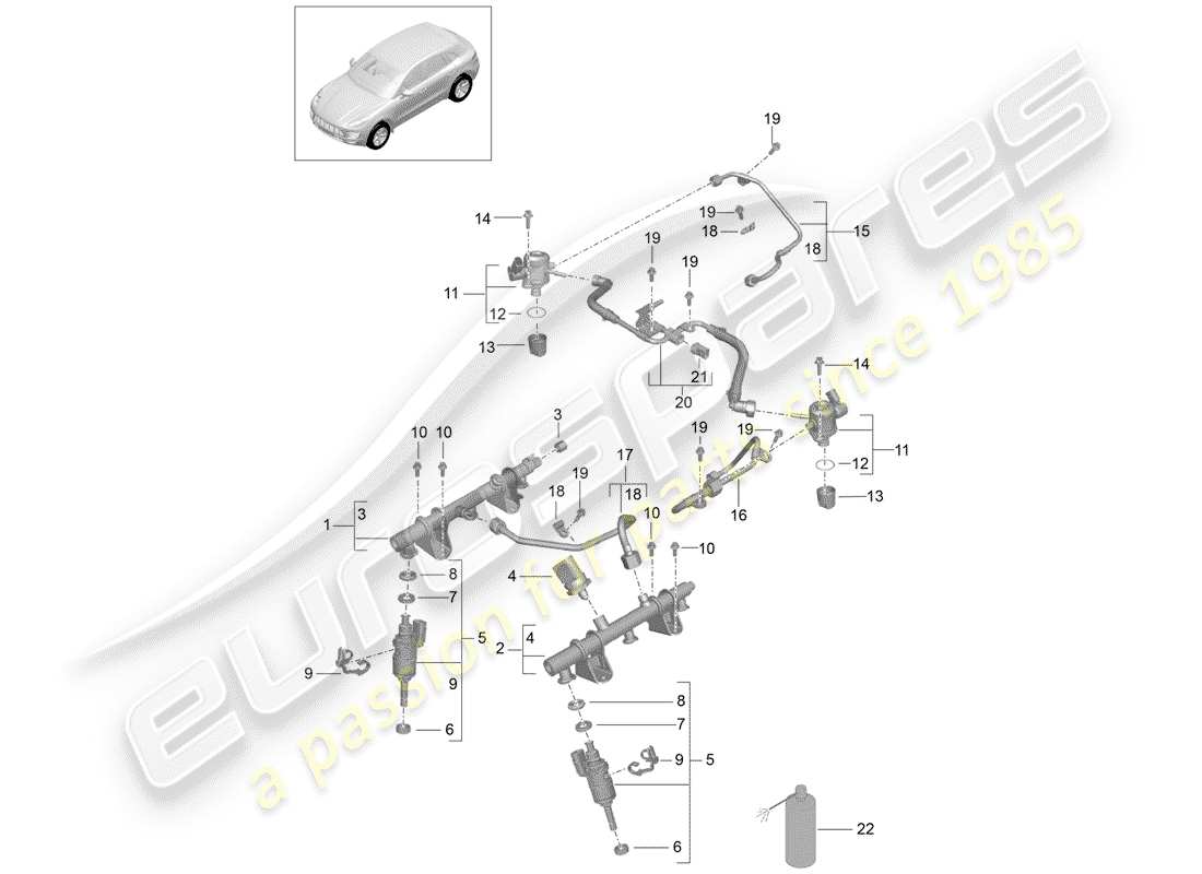 porsche 2018 (macan) fuel collection pipe parts diagram