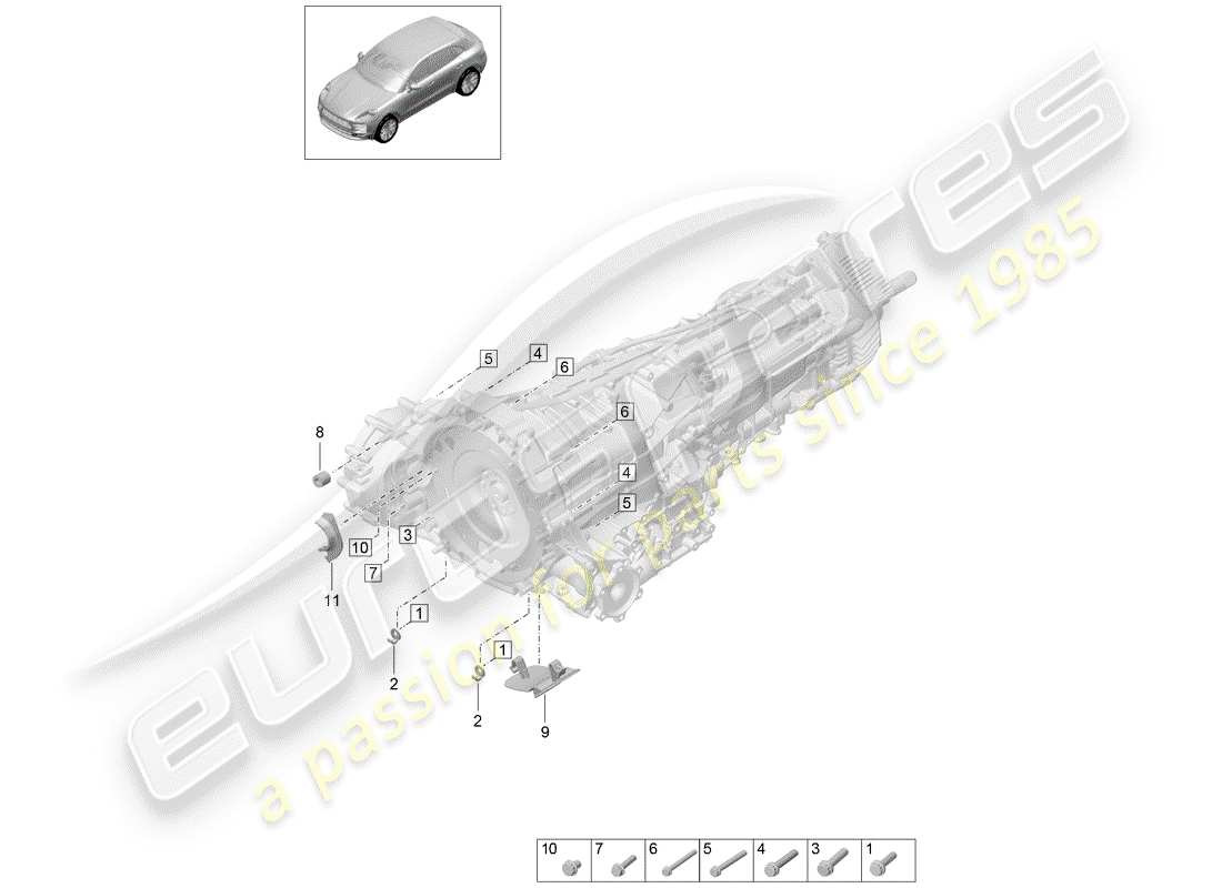 porsche 2019 (macan) mounting parts for engine and part diagram