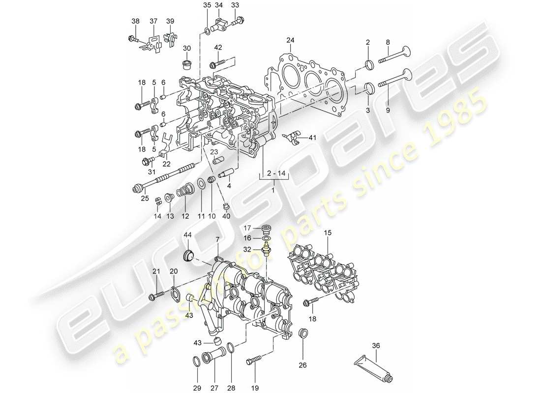 porsche 1997 (986 boxster) cylinder head part diagram