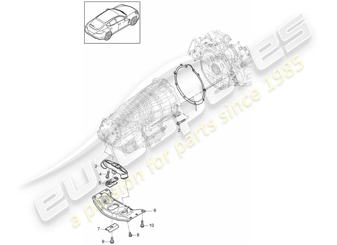 porsche 2012 (panamera 970) mounting parts for engine and part diagram