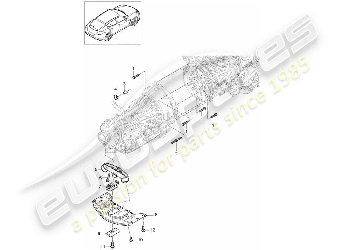 porsche panamera 970 (2011) mounting parts for engine and part diagram
