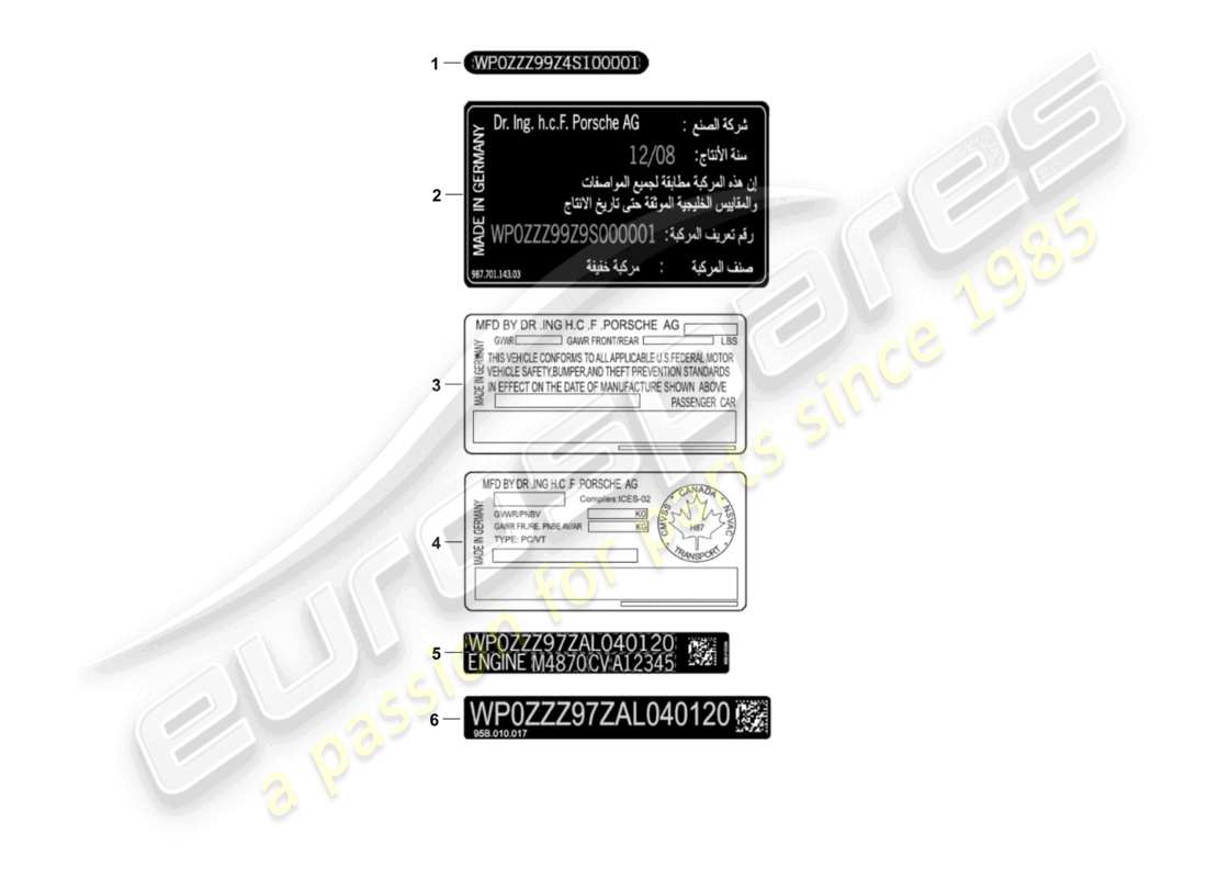porsche 2016 (panamera 970) signs/notices parts diagram