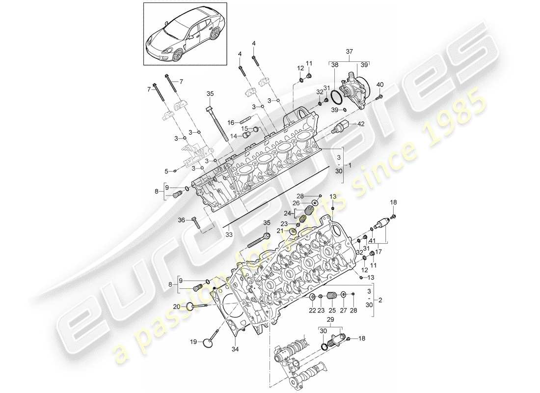 porsche 2016 (panamera 970) cylinder head parts diagram