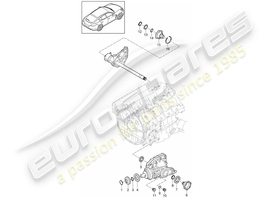 porsche 2011 (panamera 970) front axle differential part diagram
