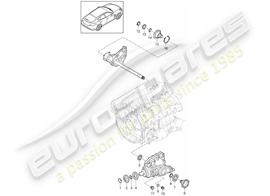 porsche panamera 970 (2011) front axle differential parts diagram