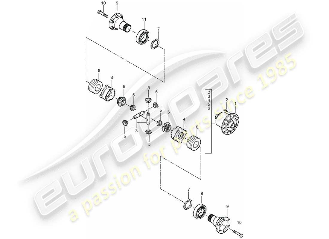 porsche 2002 (996 turbo / gt2) limited slip differential parts diagram
