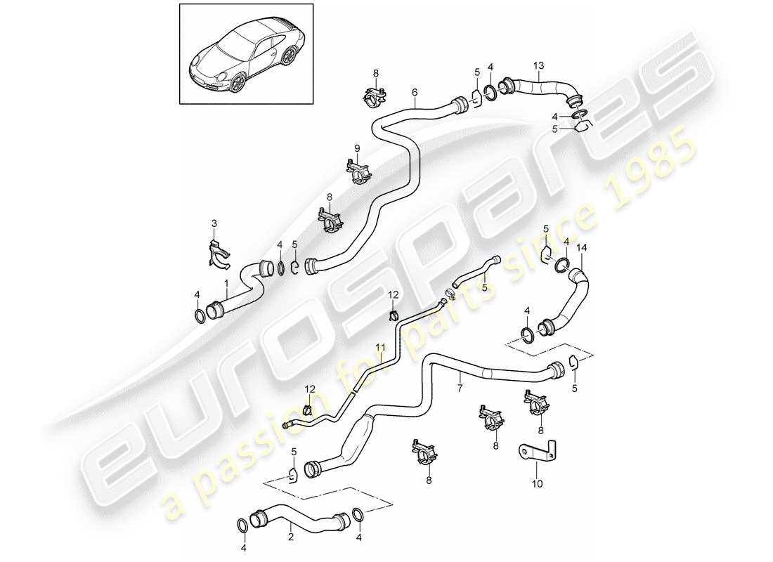 porsche 2010 (997-2) water cooling 1 part diagram