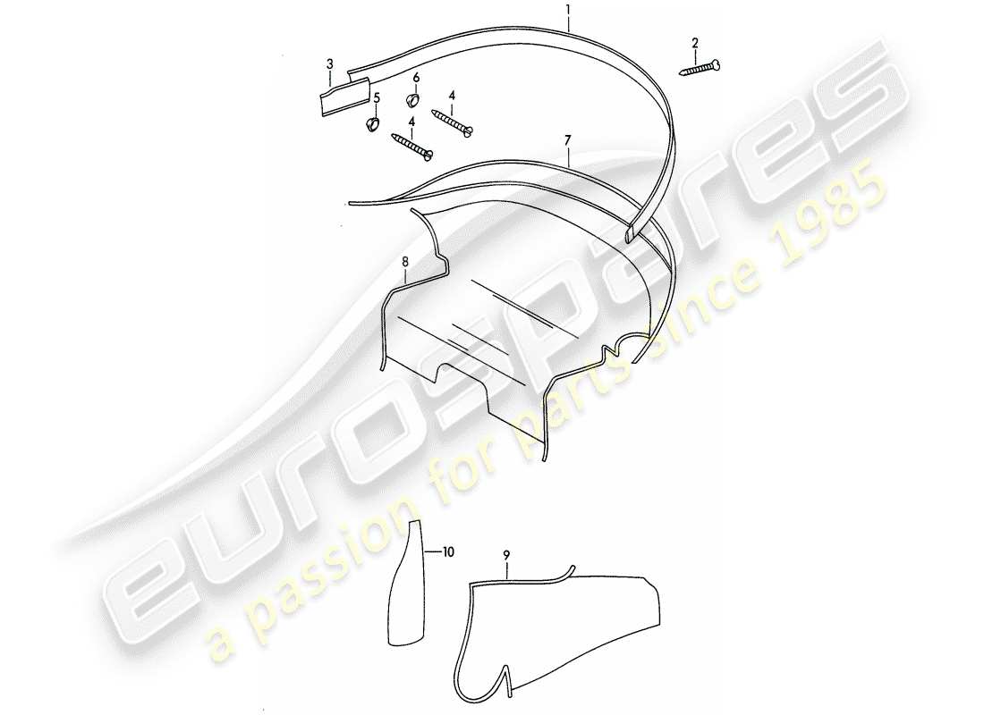 porsche 1964 (356b/356c) trims - interior equipment parts diagram