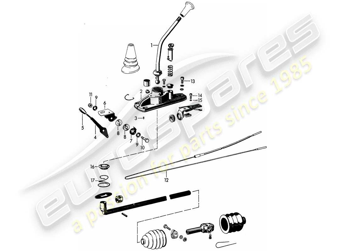 porsche 1963 (356b/356c) transmission control part diagram