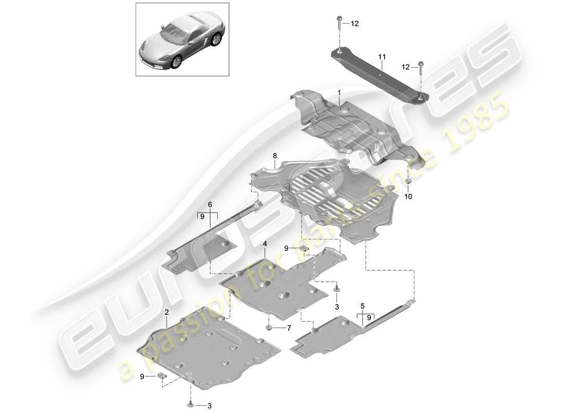 porsche 2018 (718 boxster) lining part diagram