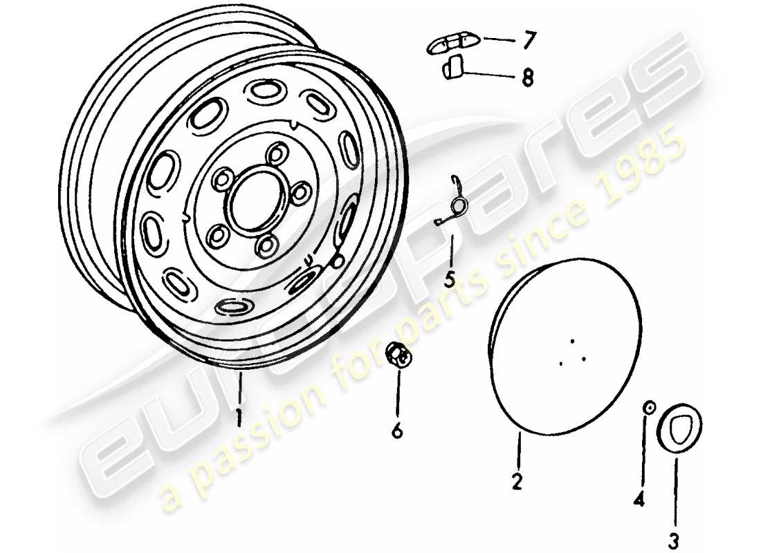 porsche 1963 (356b/356c) wheels part diagram