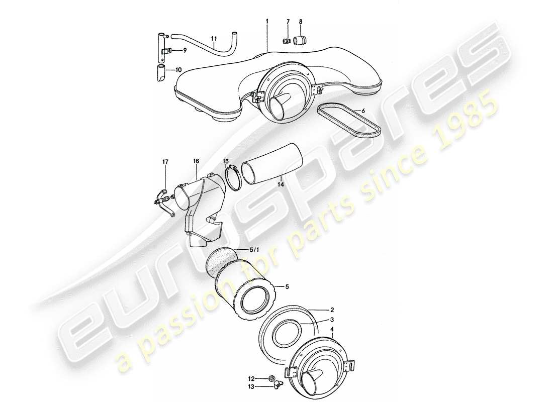 porsche 1976 (911) air cleaner - regulator housing part diagram
