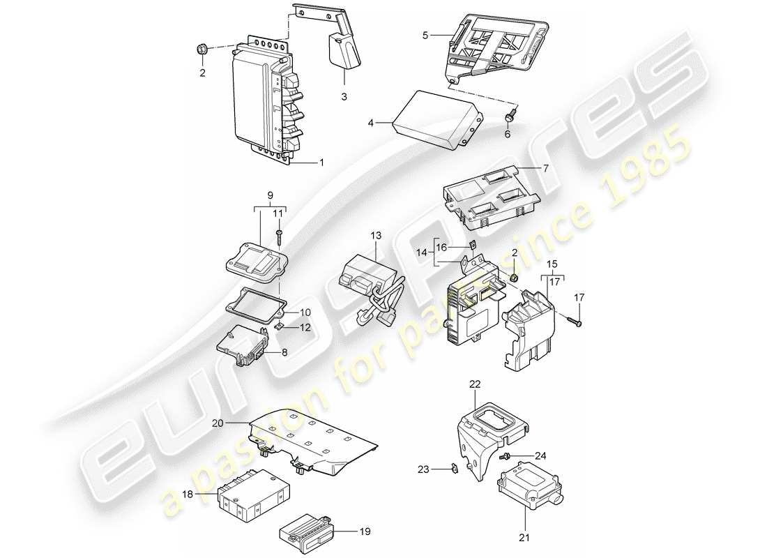 porsche 2007 (987 cayman) control units part diagram