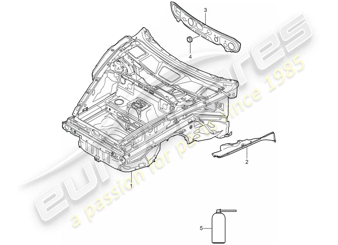 porsche 2008 (997-1 gt3) front end part diagram
