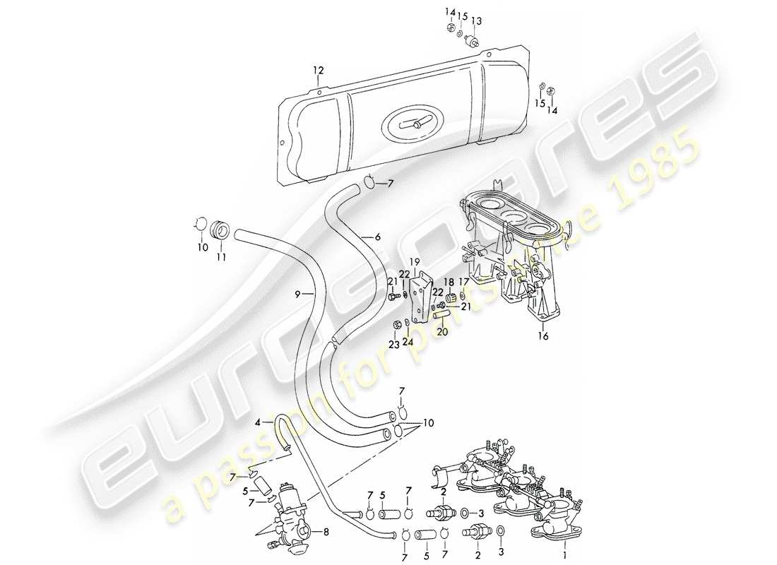 porsche 1973 (911) vacuum system - for - clutch release - injection system - for - sportomatic - d - mj 1972>> part diagram