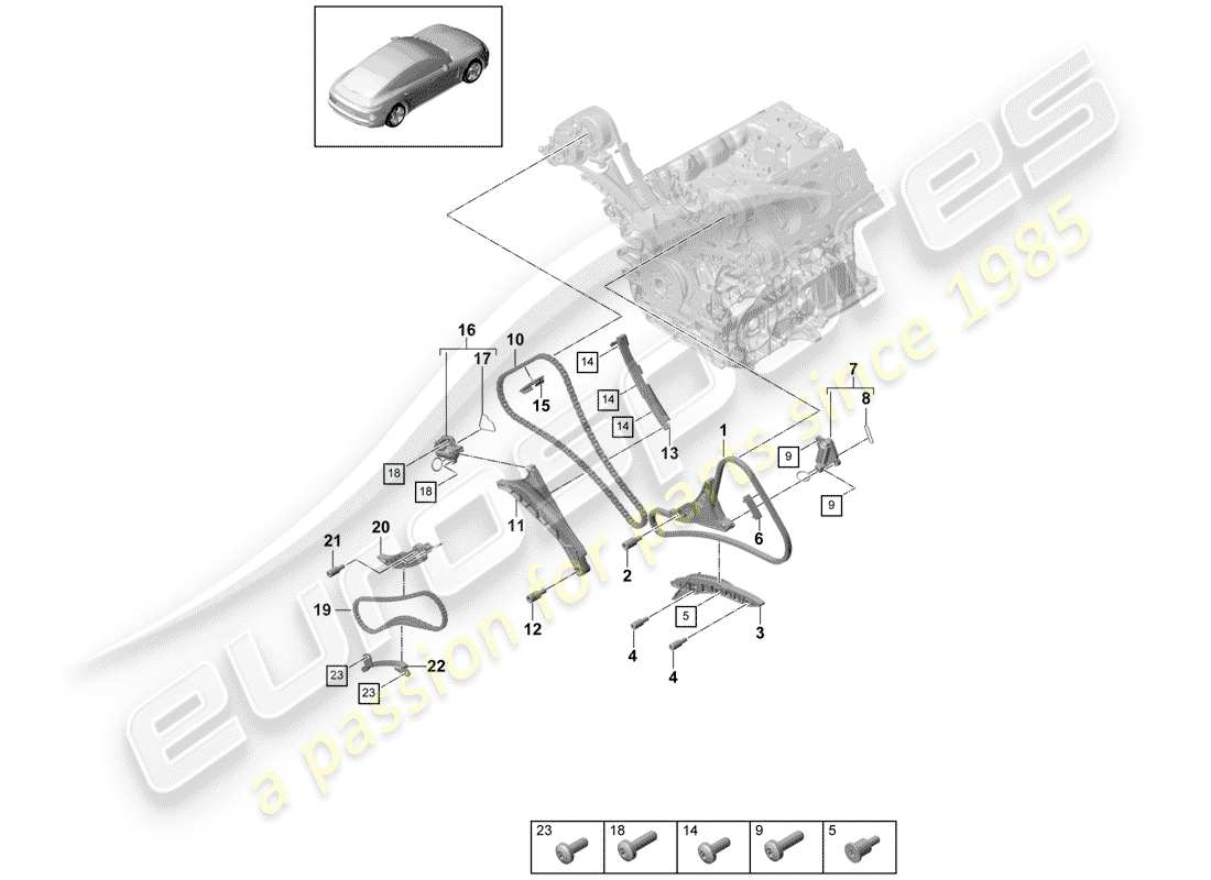 porsche 2020 (panamera 971-1) timing chain parts diagram