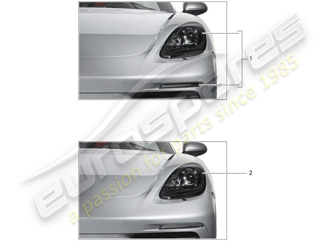 porsche 2013 (tequipment 98x/99x) headlamp part diagram