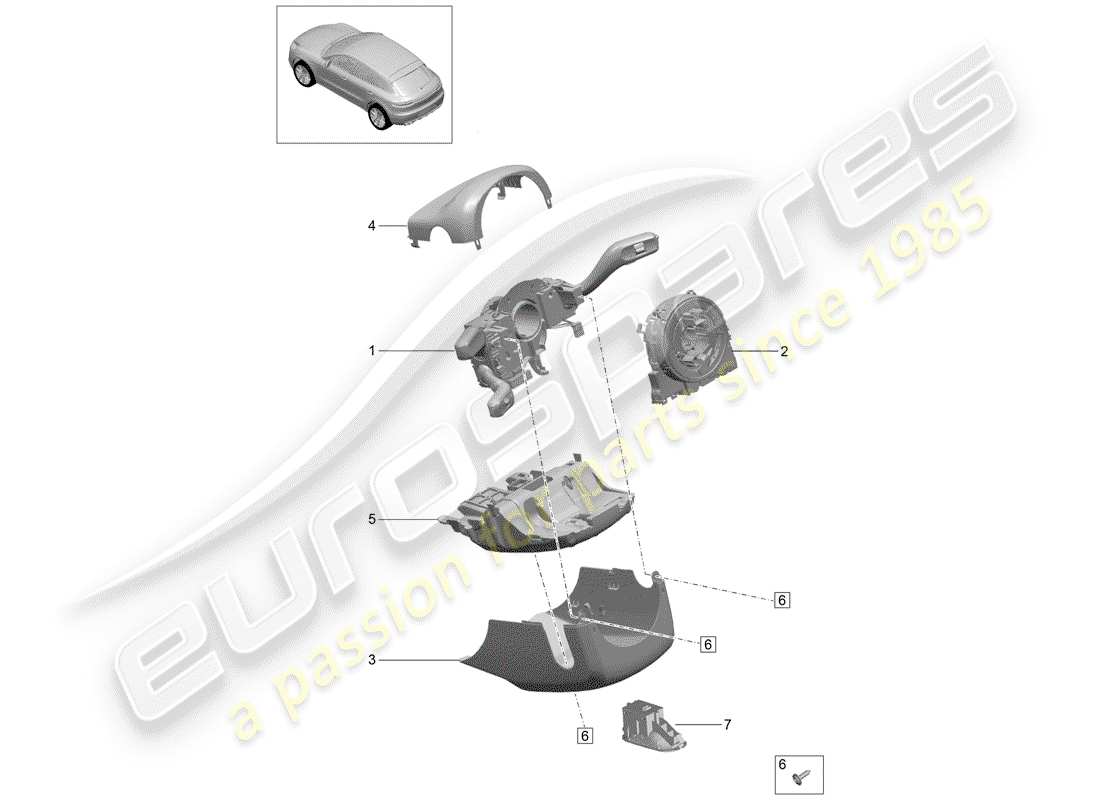 porsche 2020 (macan) steering column switch part diagram