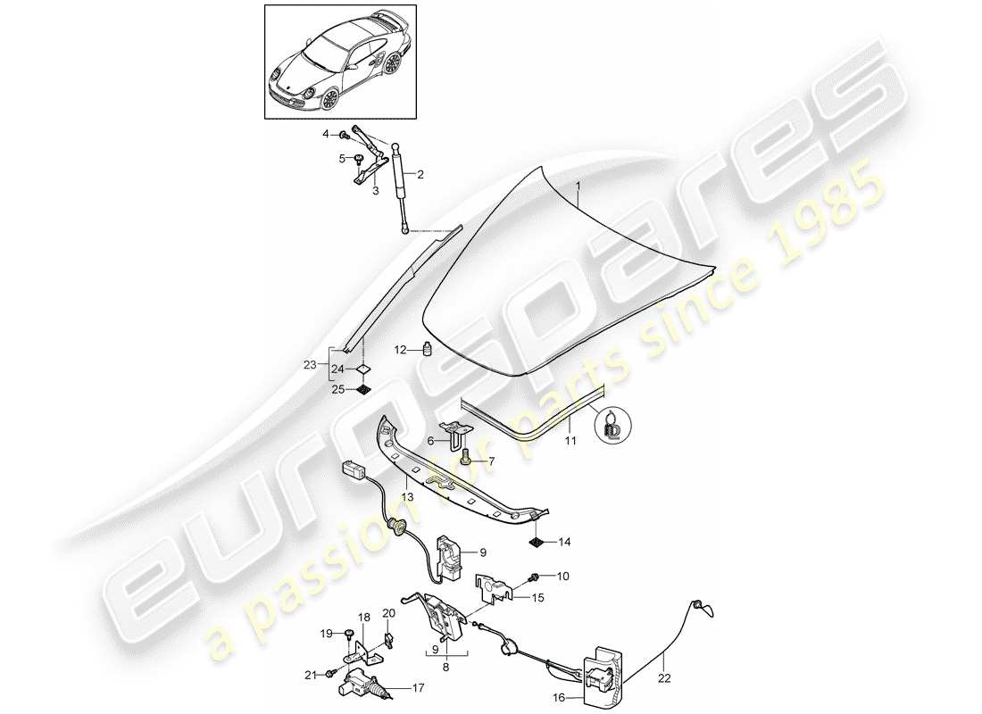 porsche 2011 (997-2 turbo / gt2 rs) cover part diagram