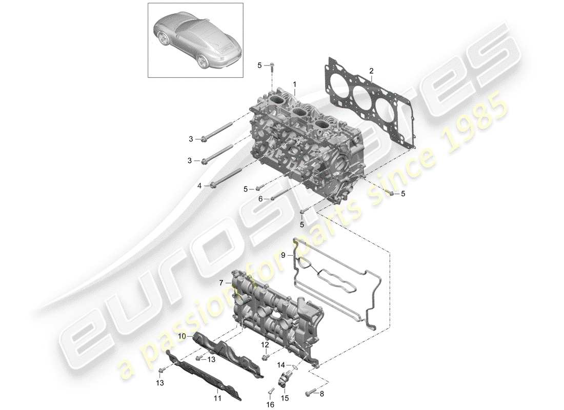 porsche 2015 (991-1) cylinder head part diagram