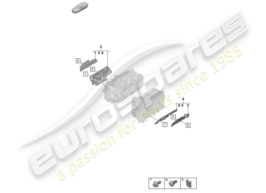 porsche 2020 (718 cayman) cylinder head cover plates parts diagram
