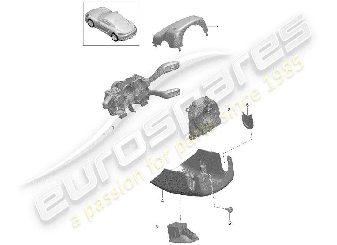 porsche 718 cayman (2019) steering column switch parts diagram